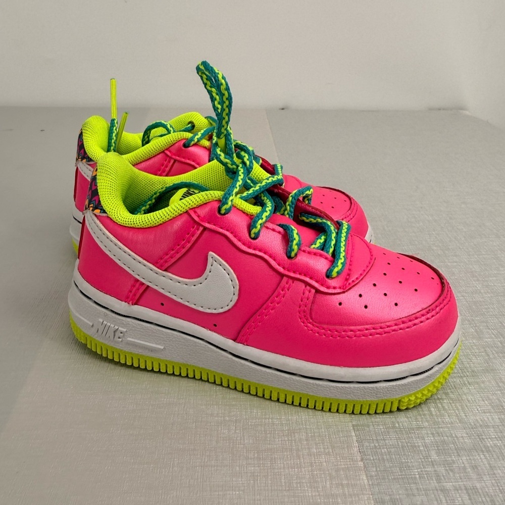 Nike Air Force 1 CW5793-600 Hot Metallic Pink Bright Green Size 6C